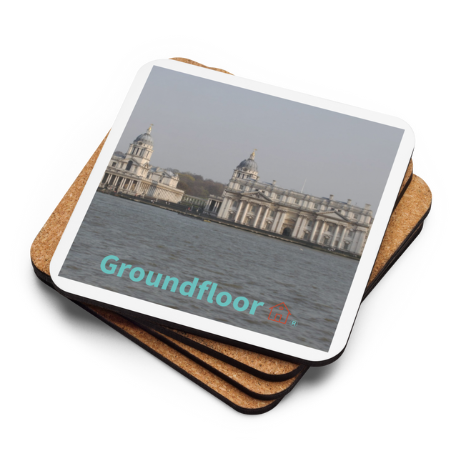 Riverside Beauty Cork-back coaster with Groundfloor with House Logo