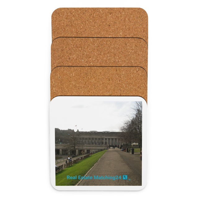 Majestic Palace Cork-back coaster with realestatematching24 with key Logo