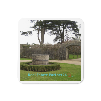 Nature's Wonders Cork-back coaster with realestatepartner24 with house Logo