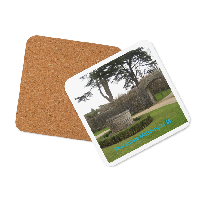 Nature's Wonders Cork-back coaster with realestatematching24 with key Logo