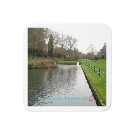 Lakeside Beauty Cork-back coaster with realestatepartner24 with house Logo