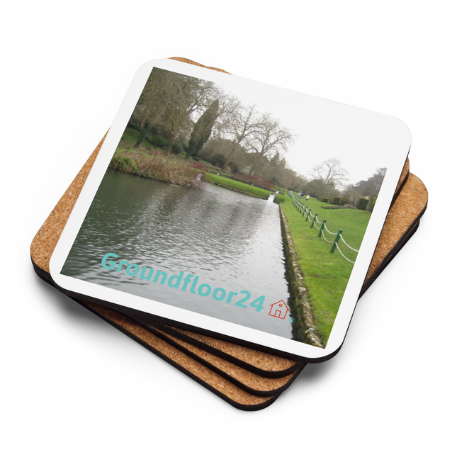 Lakeside Beauty Cork-back coaster with Groundfloor24 with House Logo
