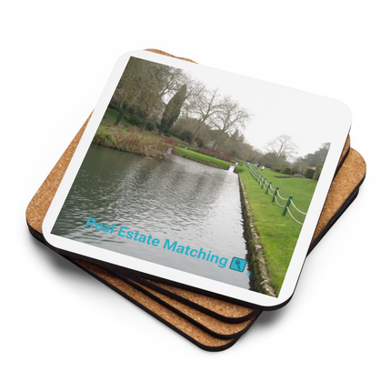Lakeside Beauty Cork-back coaster with realestatematching with key Logo