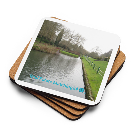 Lakeside Beauty Cork-back coaster with realestatematching24 with key Logo