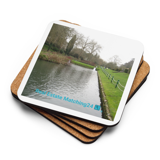 Lakeside Beauty Cork-back coaster with realestatematching24 with key Logo