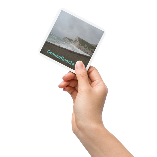 Waves and Sand Cork-back coaster with Groundfloor24 with House Logo
