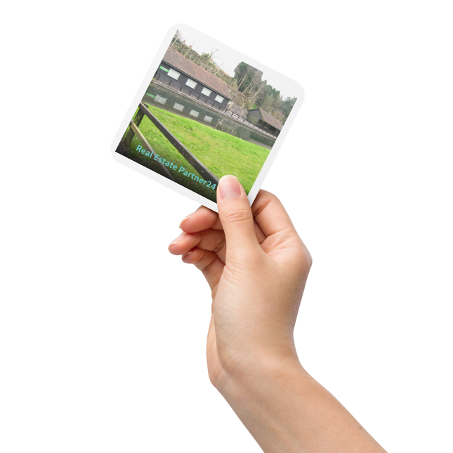 Lakeside Serenity Cork-back coaster with realestatepartner24 with house Logo