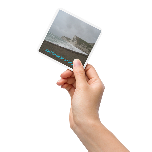 Waves and Sand Cork-back coaster with realestatematching24 without key Logo