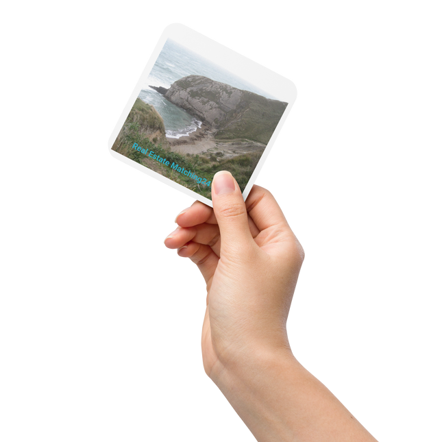 Sea & Hills Cork-back coaster with realestatematching24 with key Logo