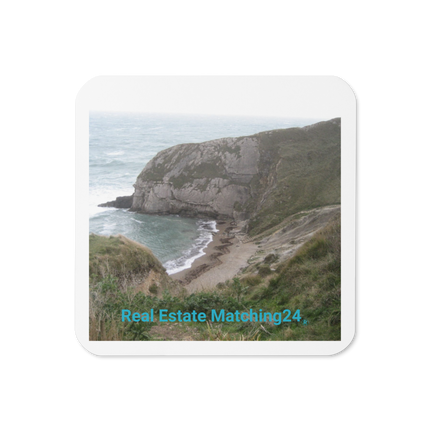 Sea & Hills Cork-back coaster with realestatematching24 without key Logo