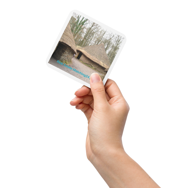 Village Charm Cork-back coaster with realestatematching24 with key Logo