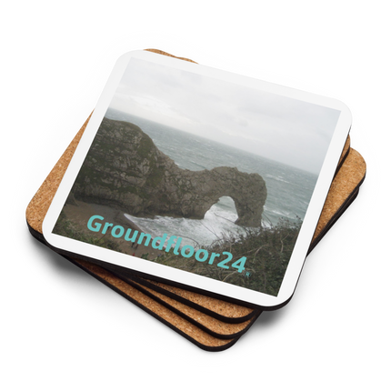 Coastal Escape Cork-back coaster with Groundfloor24 without House Logo