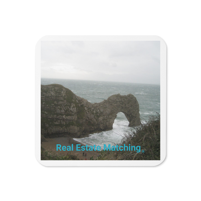 Coastal Escape Cork-back coaster with realestatematching without key Logo