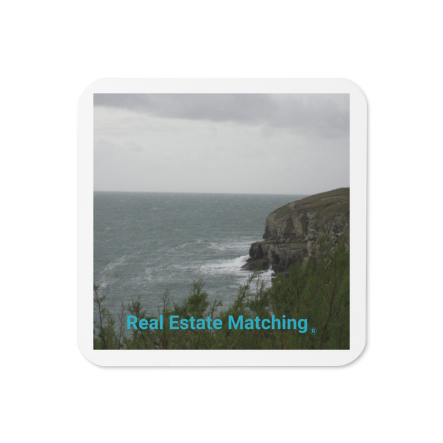 Seaside Serenity Cork-back coaster with realestatematching without key Logo
