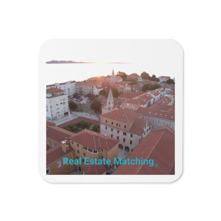 Roof Sunset View Cork-back coaster with realestatematching without key Logo