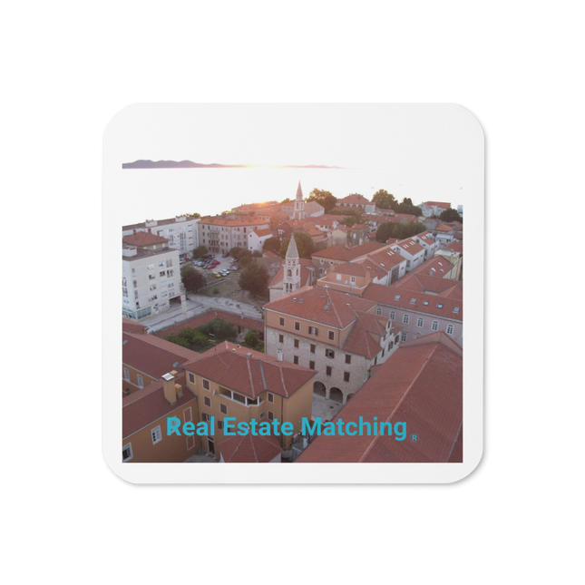 Roof Sunset View Cork-back coaster with realestatematching without key Logo