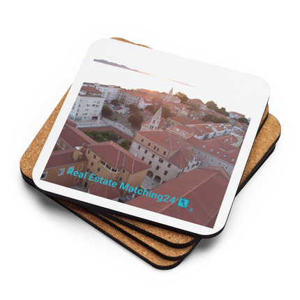 Roof Sunset View Cork-back coaster with realestatematching24 with key Logo