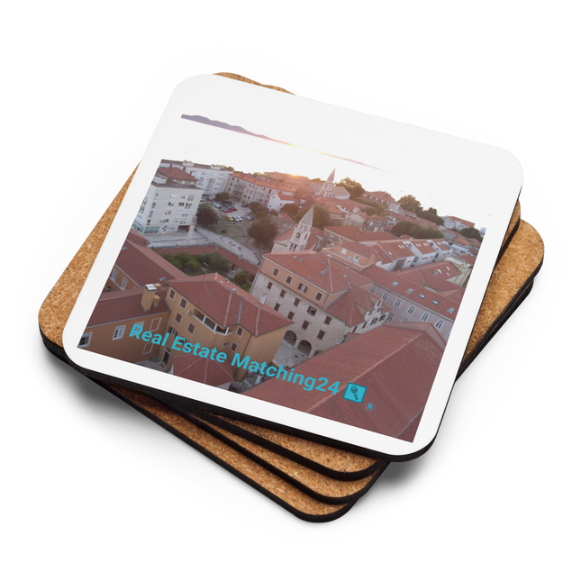 Roof Sunset View Cork-back coaster with realestatematching24 with key Logo