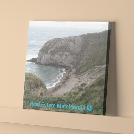 Sea & Hills Photo paper poster with realestatematching24 with key Logo
