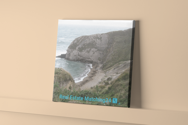Sea & Hills Photo paper poster with realestatematching24 with key Logo