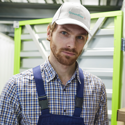 Austria Organic dad hat Groundfloor with 3 Logos.