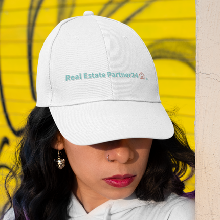 Albania Corduroy Hat Real Estate Partner24 with 3 Logos.