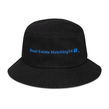 Denim bucket hat Real Estate Matching24 with Logo.