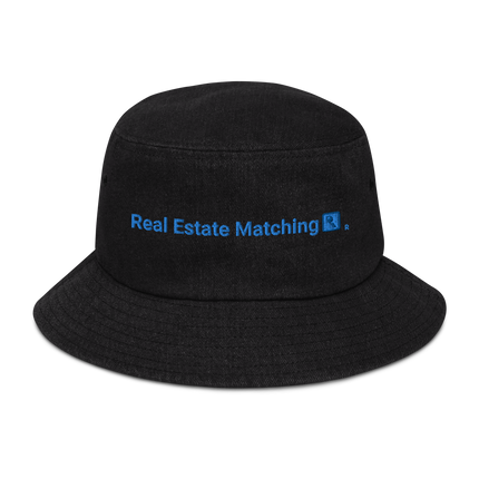 Denim bucket hat Real Estate Matching with Logo.