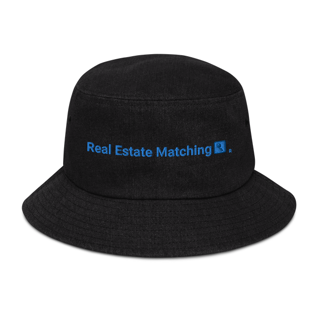 Denim bucket hat Real Estate Matching with Logo.