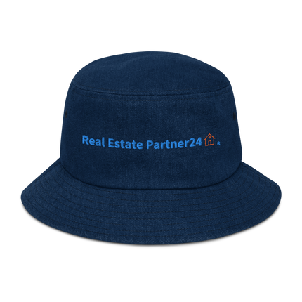 Denim bucket hat Real Estate Partner24 with Logo.