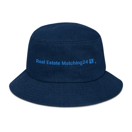Denim bucket hat Real Estate Matching24 with Logo.