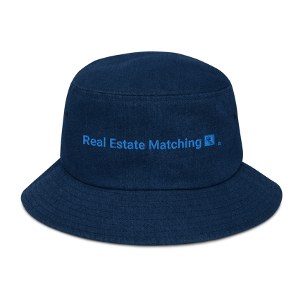 Denim bucket hat Real Estate Matching with Logo.