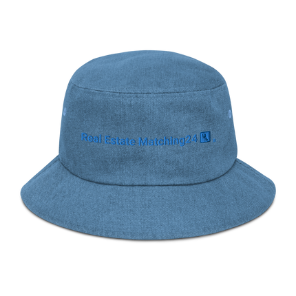 Denim bucket hat Real Estate Matching24 with Logo.