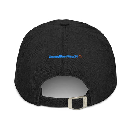 Croatia Denim Hat GroundfloorView24 with 3 Logos.