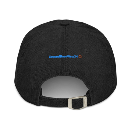 Luxembourg Denim Hat GroundfloorView24 with 3 Logos.