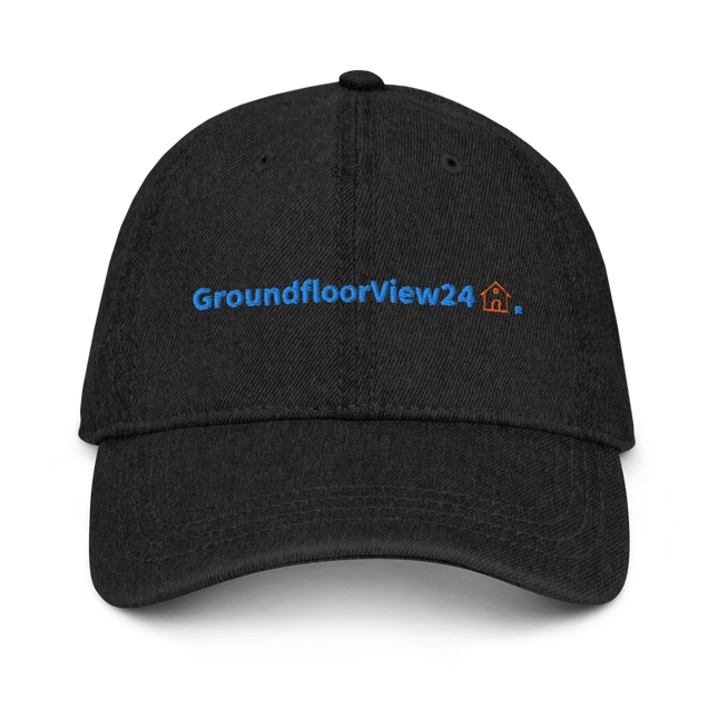Cyprus Denim Hat GroundfloorView24 with 3 Logos.