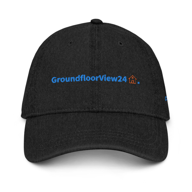 Czech Republic Denim Hat GroundfloorView24 with 3 Logos.