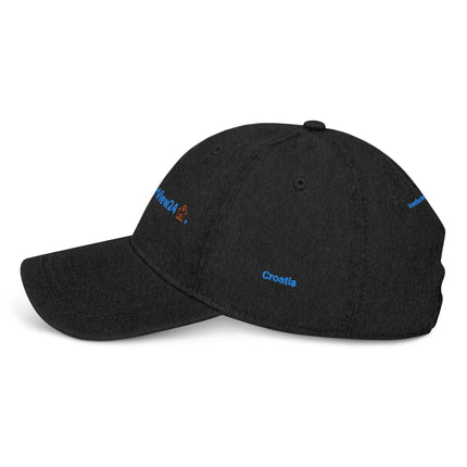 Croatia Denim Hat GroundfloorView24 with 3 Logos.