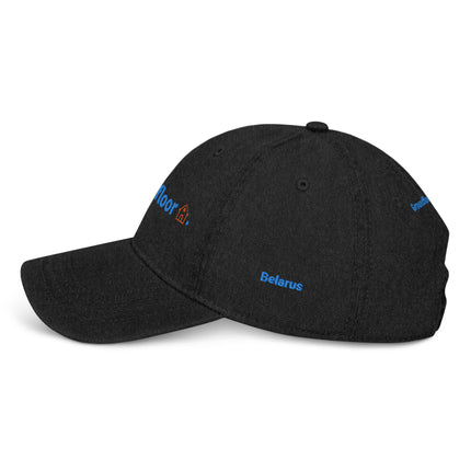 Belarus Denim Hat Groundfloor with 3 Logos.