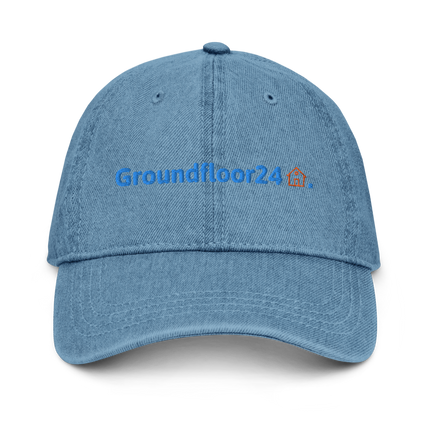 Latvia Denim Hat Groundfloor24 with 3 Logos.