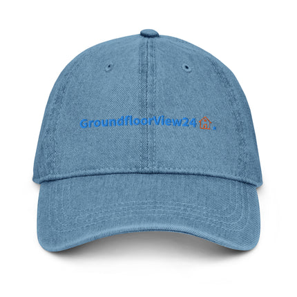Croatia Denim Hat GroundfloorView24 with 3 Logos.
