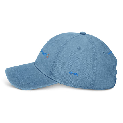 Croatia Denim Hat GroundfloorView24 with 3 Logos.