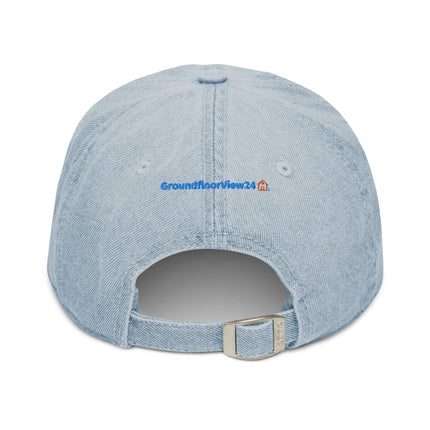 Croatia Denim Hat GroundfloorView24 with 3 Logos.