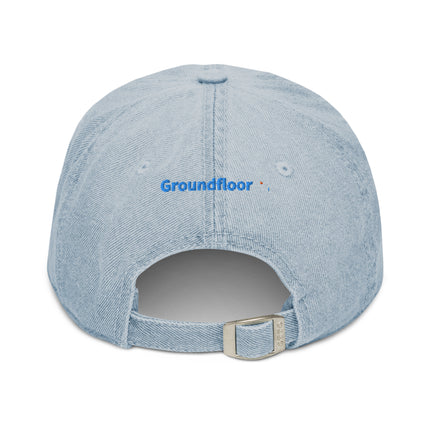 Italy Denim Hat Groundfloor with 3 Logos.