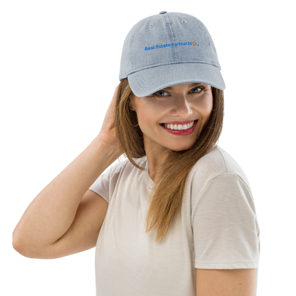 Bulgaria Denim Hat Real Estate Partner24 with 3 Logos.