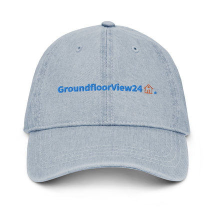 Croatia Denim Hat GroundfloorView24 with 3 Logos.