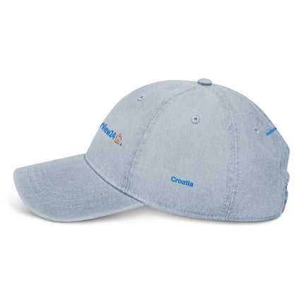 Croatia Denim Hat GroundfloorView24 with 3 Logos.