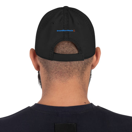 Czech Republic Distressed Dad Hat GroundfloorView24 with 3 Logos.