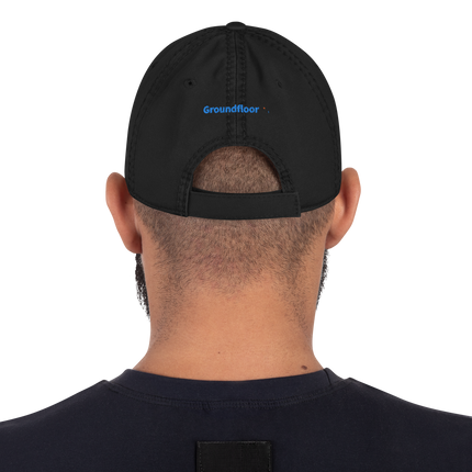 Spain Distressed Dad Hat Groundfloor with 3 Logos.