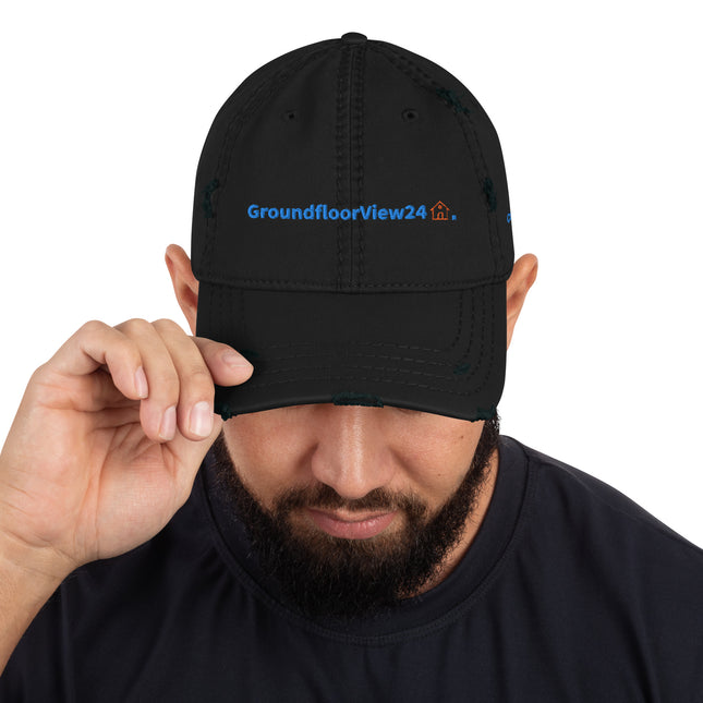 Czech Republic Distressed Dad Hat GroundfloorView24 with 3 Logos.